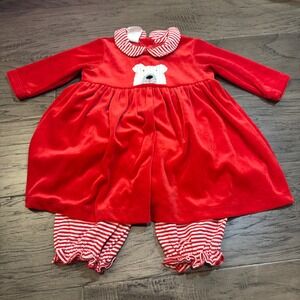 Vintage‎ Sweet Potatoes Red Velvet Polar Bear Dress Infant 12 Months Holiday